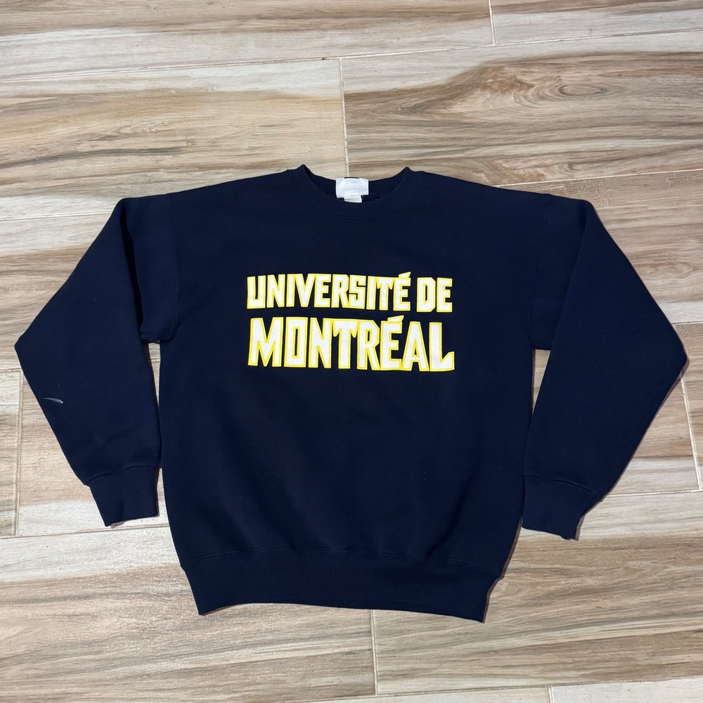 Vintage Lee Heavyweight Universite de Montreal Sweatshirt Navy Blue Mens Large